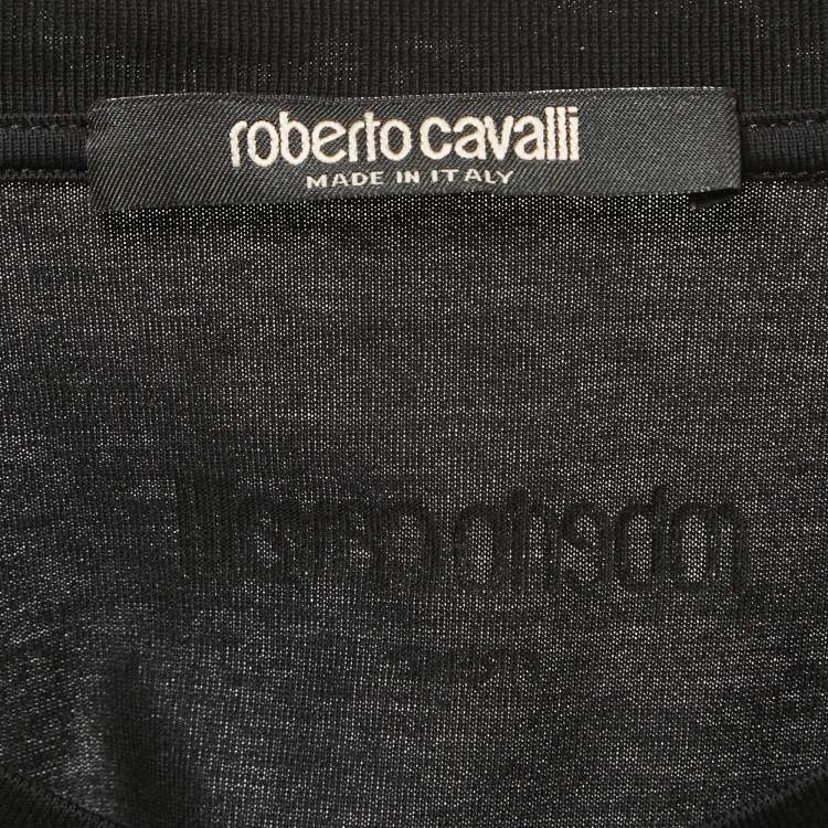 مملوكة مسبقًا Roberto Cavalli Black Logo Print Cotton Crew Neck Half Sleeve T-Shirt 3XL