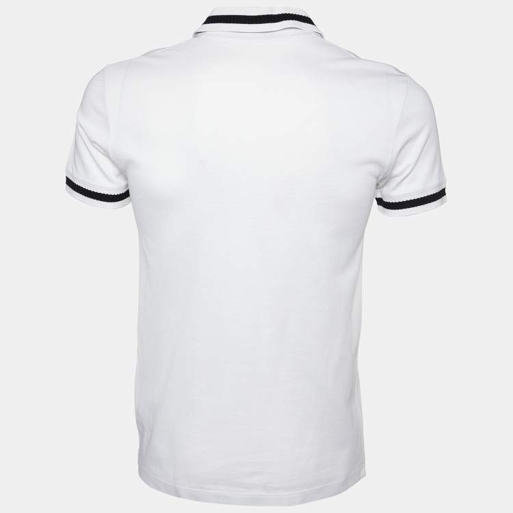 Pre Owned Roberto Cavalli White Logo Plaque Cotton Pique Polo T-Shirt S
