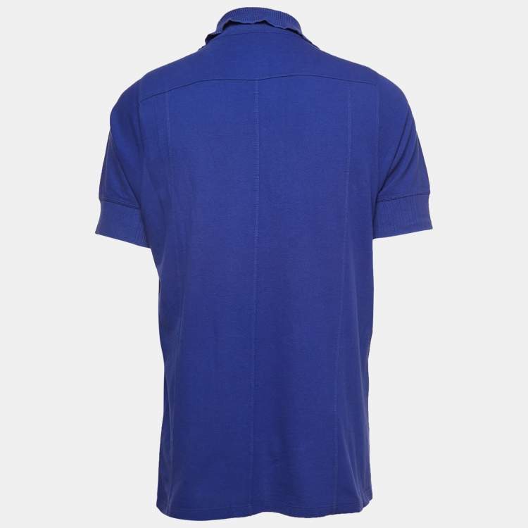 Pre Owned Roberto Cavalli Purple Logo Embroidered Cotton Polo T-Shirt XXXL