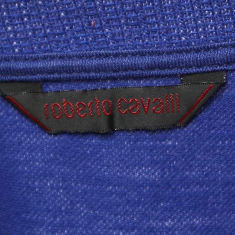 Pre Owned Roberto Cavalli Purple Logo Embroidered Cotton Polo T-Shirt XXXL