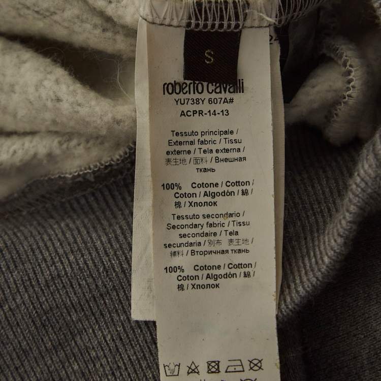 Pre Owned Roberto Cavalli Grey Eagle Print Cotton Knit Sweatshirt S
