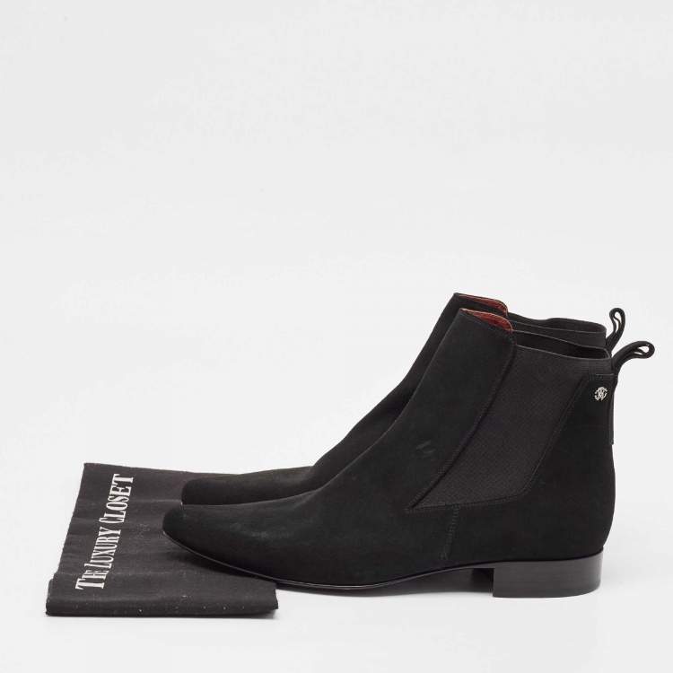 Pre Owned Roberto Cavalli Black Suede Ankle Length Boots Size 42