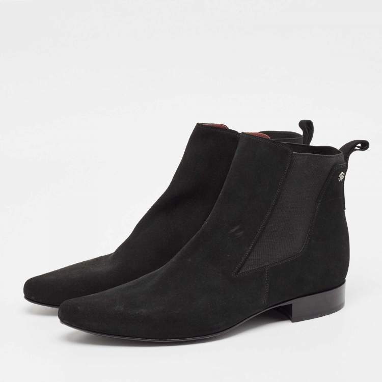 Pre Owned Roberto Cavalli Black Suede Ankle Length Boots Size 42