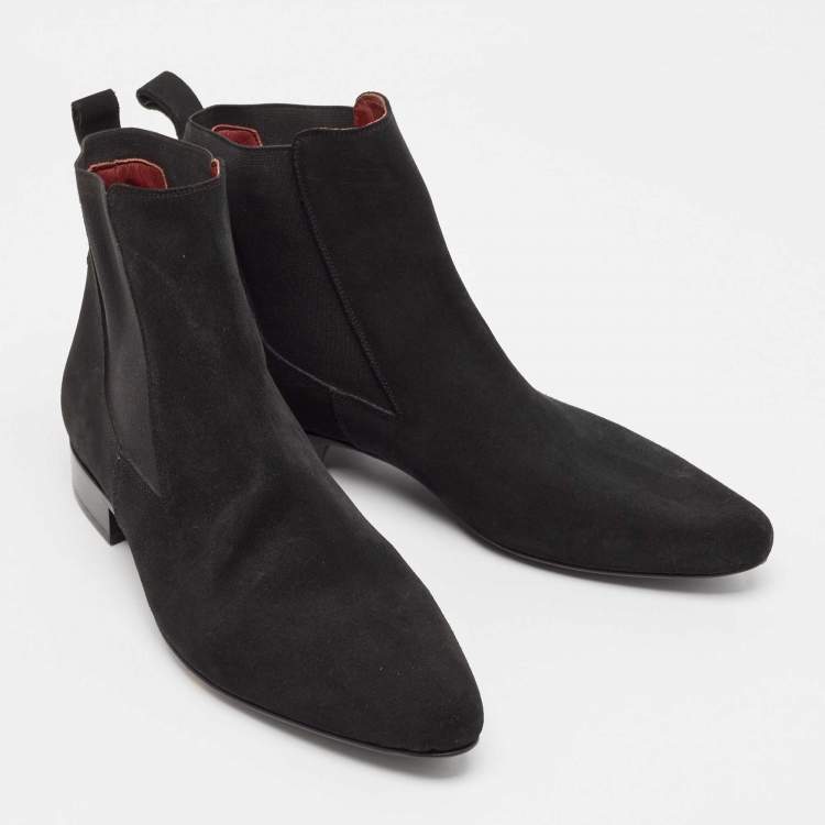 Pre Owned Roberto Cavalli Black Suede Ankle Length Boots Size 42