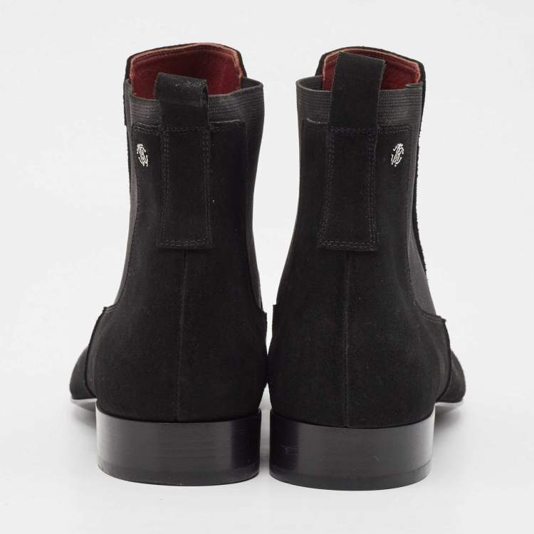 Pre Owned Roberto Cavalli Black Suede Ankle Length Boots Size 42