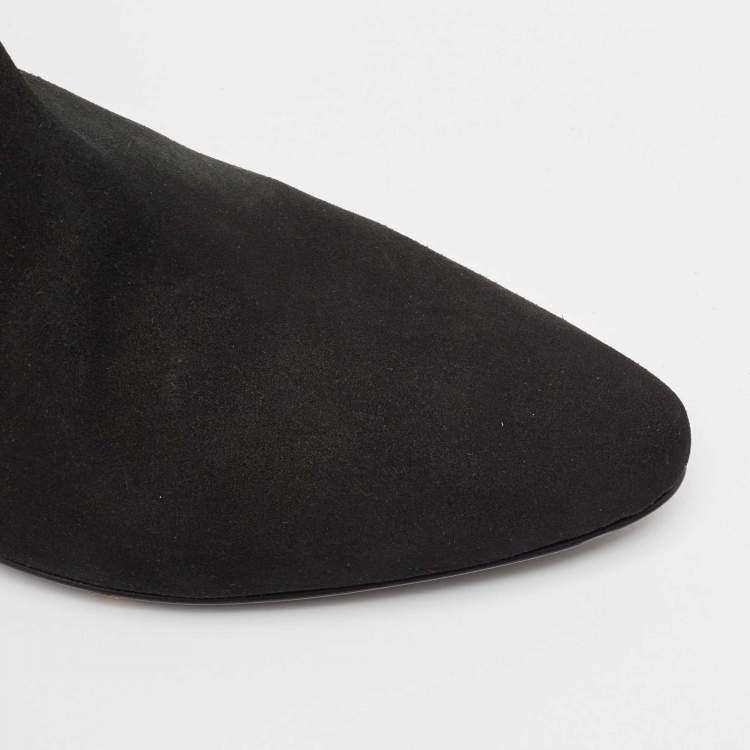 Pre Owned Roberto Cavalli Black Suede Ankle Length Boots Size 42