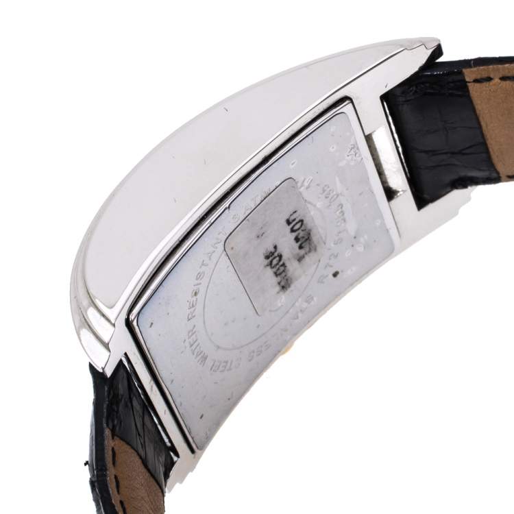مملوكة مسبقًا Roberto Cavalli Black Stainless Steel and Leather ESON R7251955035 Men's Wristwatch 30 mm
