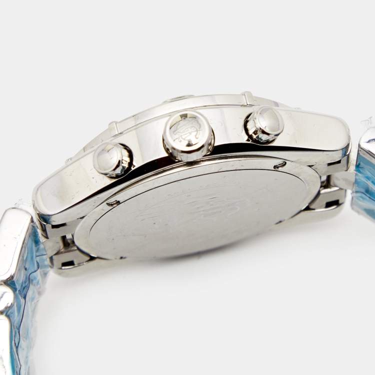 Pre Owned Roberto Cavalli Silver Stainless Steel Diamond Time R7253616015 Chronograph Men's Wristwatch 45.50 mm