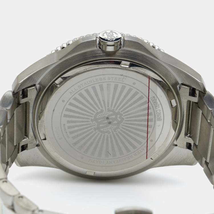 مملوكة مسبقًا Roberto Cavalli Blue Stainless Steel 5G013 Men's Wristwatch 44 mm and Bracelet Set 