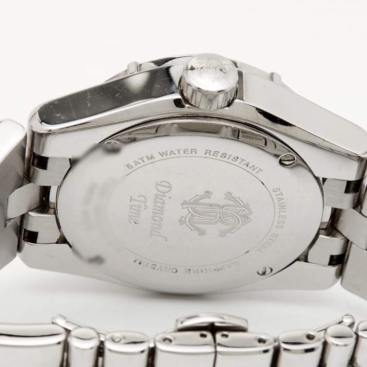 Pre Owned Roberto Cavalli Black Stainless Steel Diamond Time R7253116525 Men's Wristwatch 41 mm