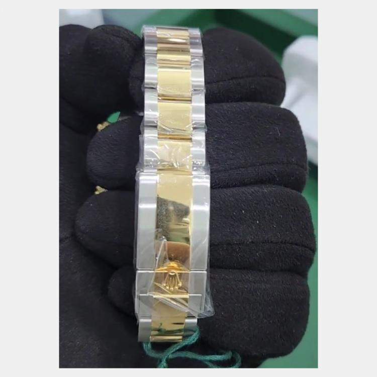 Pre Owned Rolex White Yellow Gold Oystersteel golden Counter Ring Oyster Cosmograph Daytona Men's Wristwatch 40 MM