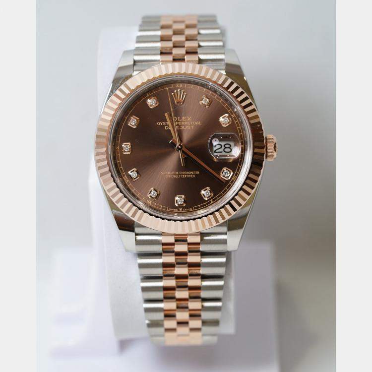 Pre Owned Rolex Datejust 126331-0004 Automatic Chocolate Diamond 18K Rose Gold Stainless Steel Men’s Wristwatch 41 mm