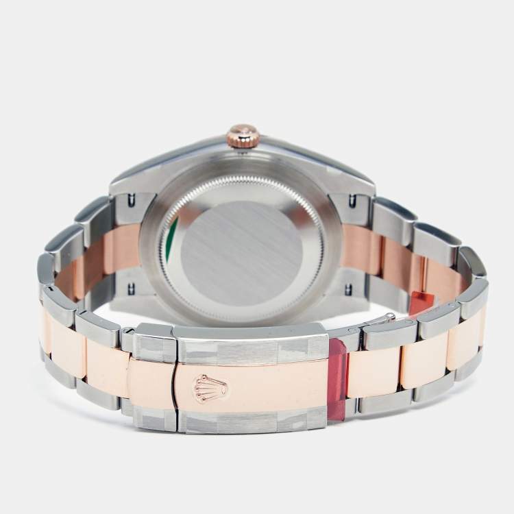 Pre Owned Rolex Slate 18k Everose Stainless Steel Datejust 126331 Men's Wristwatch 41 mm 