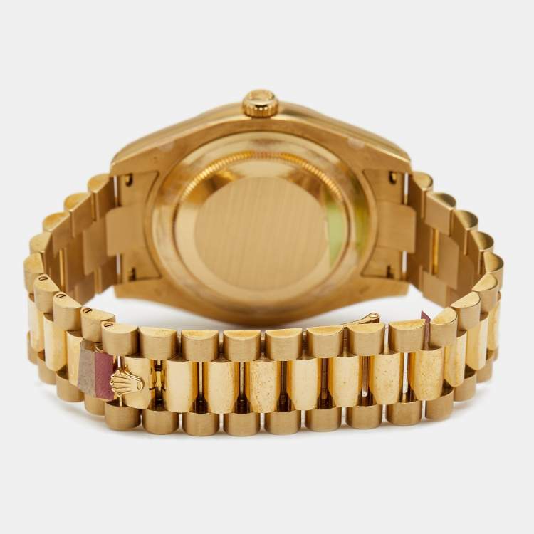 Pre Owned Rolex Champagne 18k Yellow Gold Diamond Day-Date II 218238 Men's Wristwatch 41 mm