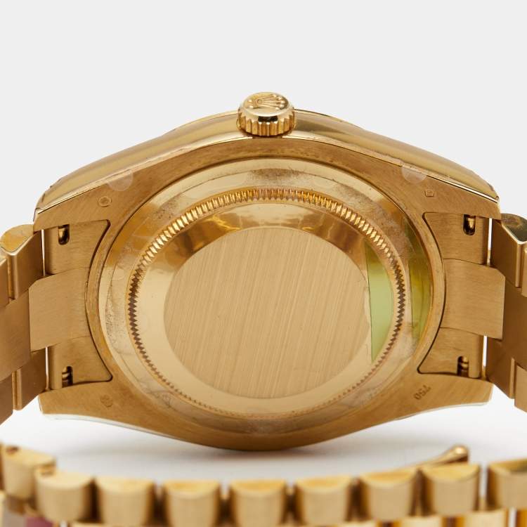 Pre Owned Rolex Champagne 18k Yellow Gold Diamond Day-Date II 218238 Men's Wristwatch 41 mm