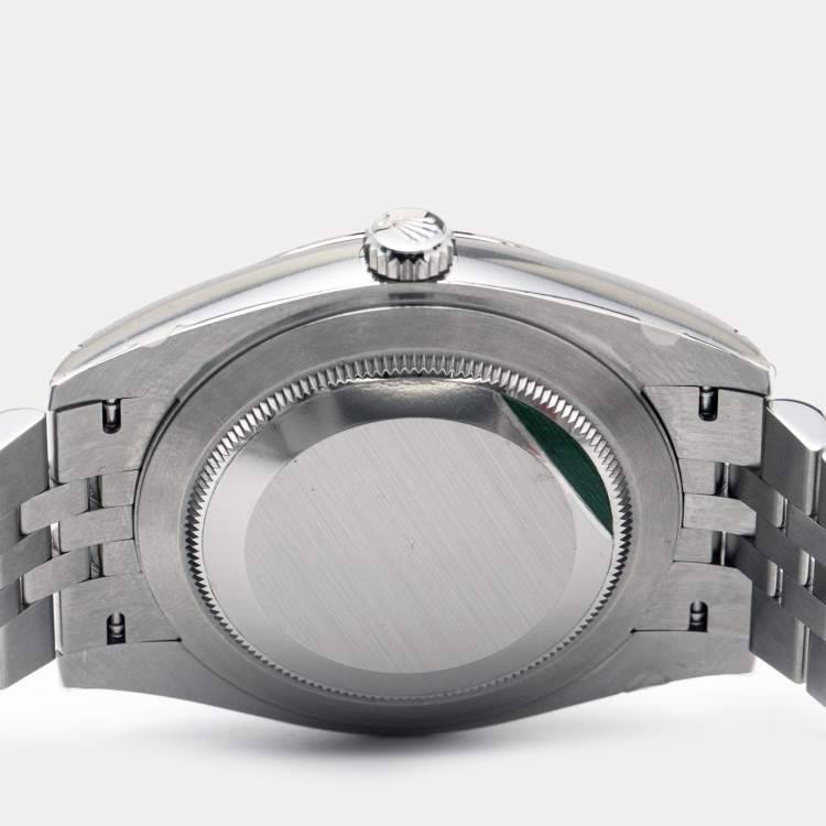 Pre Owned Rolex Silver 18k White Gold Stainless Steel Datejust M126334-0004 Men's Wristwatch 41 mm 
