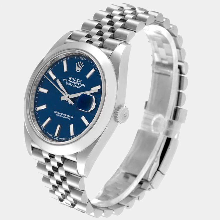 Pre Owned Rolex Blue Stainless Steel Datejust 126300 Men's Wristwatch 41 mm