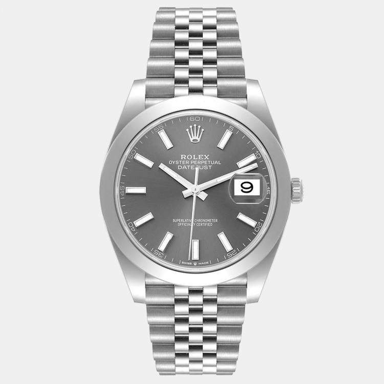 Rolex Grey Stainless Steel Datejust 126300 Automatic Men's Wristwatch ...