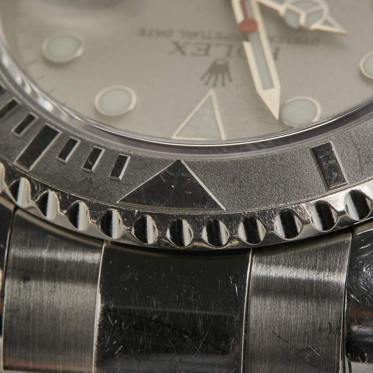 مملوكة مسبقًا Rolex Silver Platinum Stainless Steel Yacht-Master 16622 Men's Wristwatch 40 mm