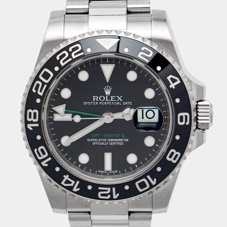 Pre Owned Rolex Black Cerachrom Oystersteel GMT-Master II 116710LN Men's Wristwatch 40 mm
