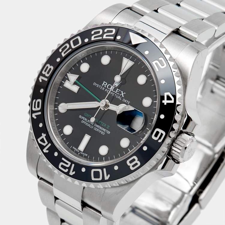 Pre Owned Rolex Black Cerachrom Oystersteel GMT-Master II 116710LN Men's Wristwatch 40 mm
