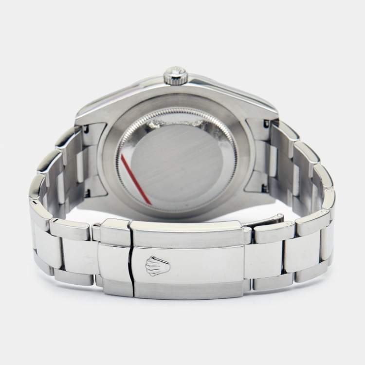 Pre Owned Rolex Silver Diamond 18K White Gold Stainless Steel Datejust II 116334-0007 Men's Wristwatch 41 mm