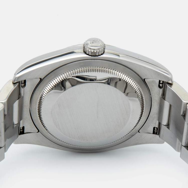 Pre Owned Rolex Silver Black Tuxedo 18K White Gold Oystersteel Datejust 116234 Men's Wristwatch 36 mm