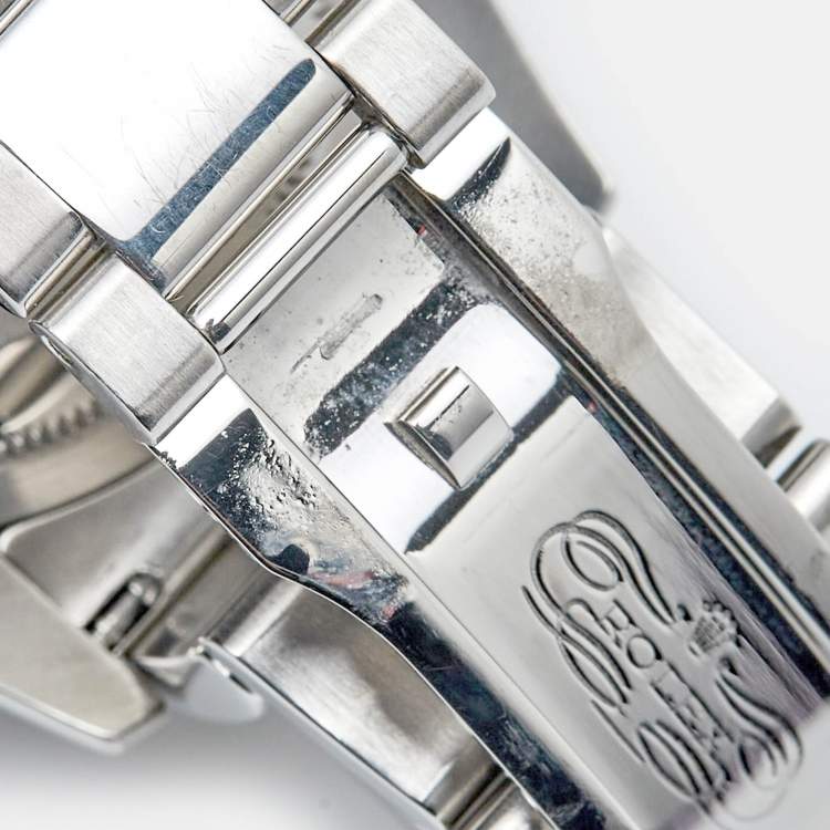 Pre Owned Rolex Silver Black Tuxedo 18K White Gold Oystersteel Datejust 116234 Men's Wristwatch 36 mm
