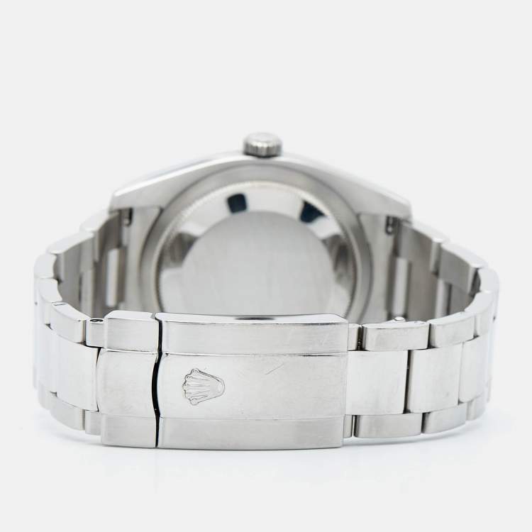 Pre Owned Rolex Silver Black Tuxedo 18K White Gold Oystersteel Datejust 116234 Men's Wristwatch 36 mm
