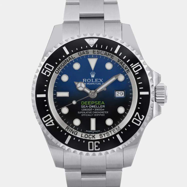 Pre Owned Rolex Black/Blue Stainless Steel Sea-Dweller Deepsea 116660 Automatic Men's Wristwatch 44mm