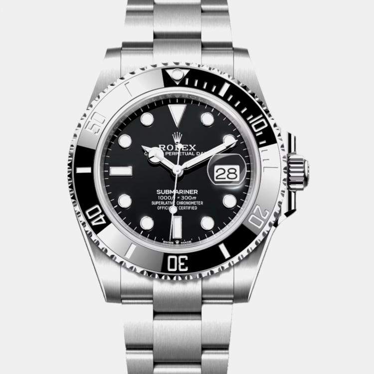 Pre Owned Rolex Black Stainless Steel Submariner 126610 Automatic Men's Wristwatch 41 mm