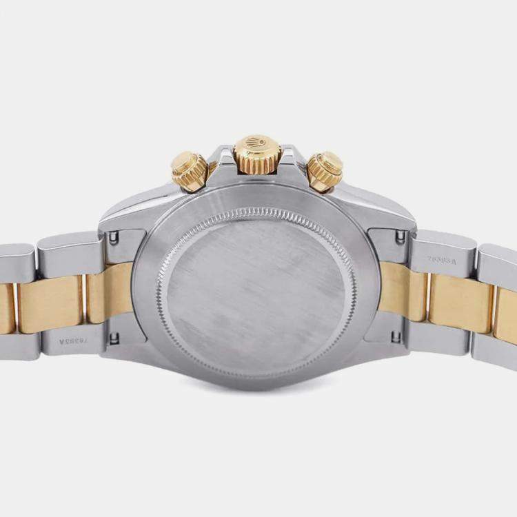 Pre Owned Rolex White 18k Yellow Gold Stainless Steel Cosmograph Daytona 16523 Automatic Men's Wristwatch 40 mm