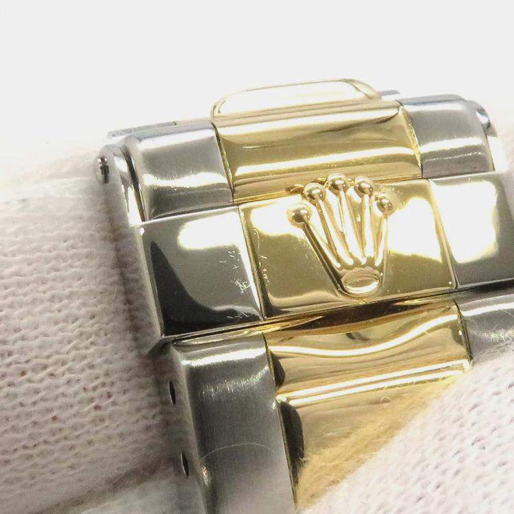 Pre Owned Rolex White 18k Yellow Gold Stainless Steel Cosmograph Daytona 16523 Automatic Men's Wristwatch 40 mm