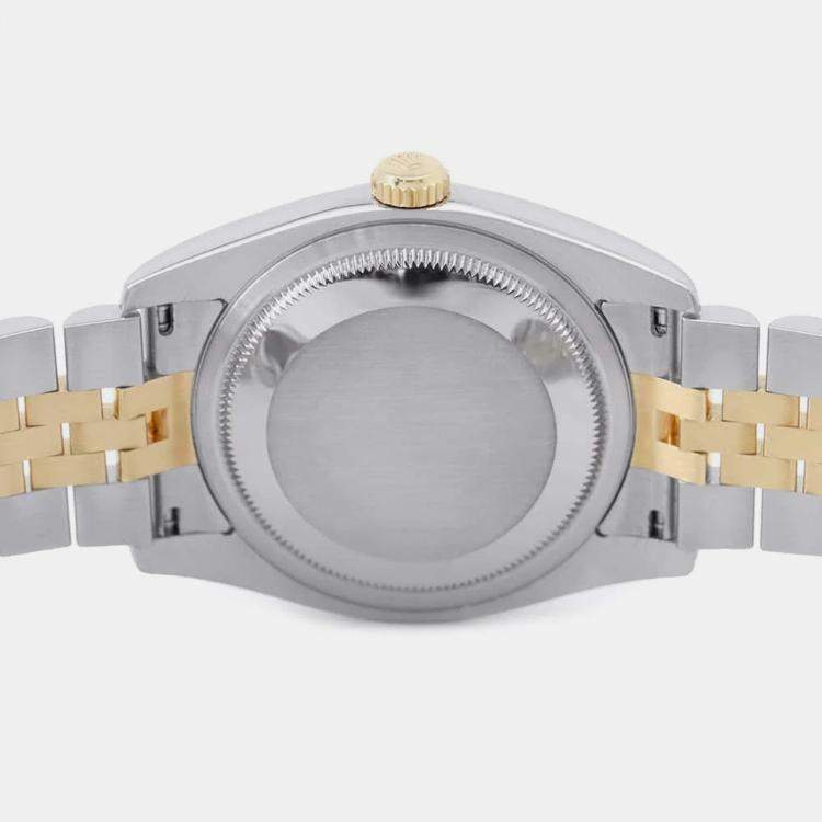 Pre Owned Rolex Champagne 18k Yellow Gold Stainless Steel, Diamond Datejust 116233 Automatic Men's Wristwatch 36 mm