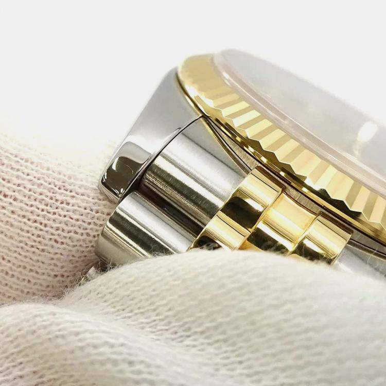 Pre Owned Rolex Champagne 18k Yellow Gold Stainless Steel, Diamond Datejust 116233 Automatic Men's Wristwatch 36 mm