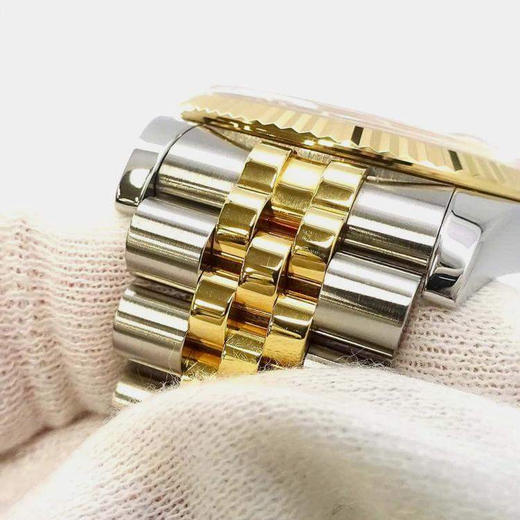 Pre Owned Rolex Champagne 18k Yellow Gold Stainless Steel, Diamond Datejust 116233 Automatic Men's Wristwatch 36 mm