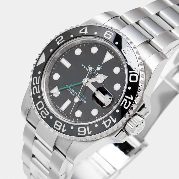 Pre Owned Rolex Black Stainless Steel GMT-Master II 116710 Men's Wristwatch 40 mm 