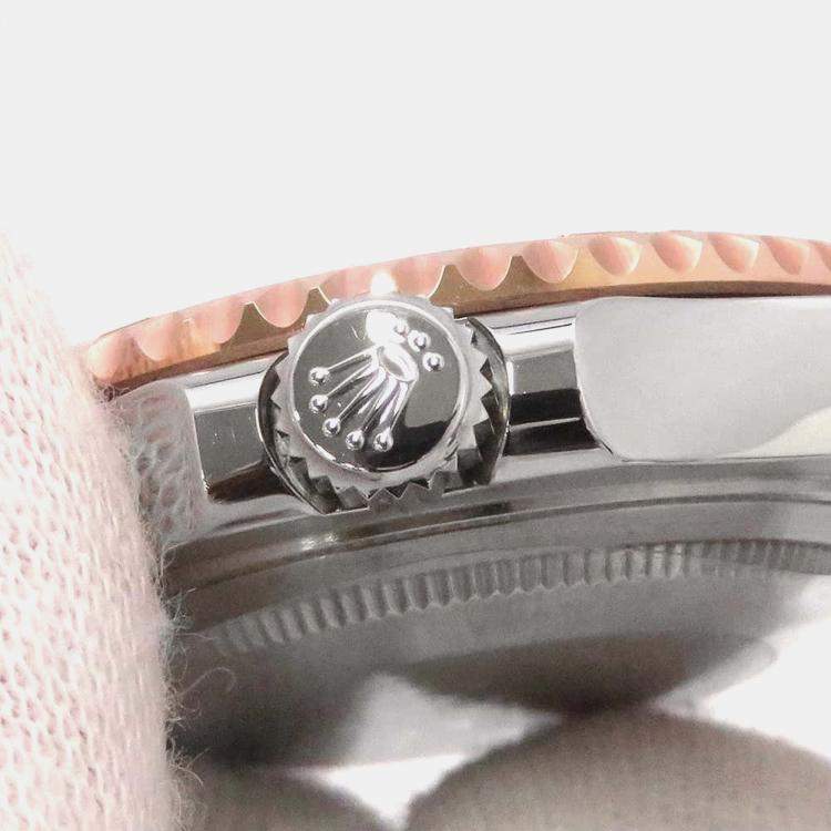 Pre Owned Rolex Black 18k Rose Gold Stainless Steel Yacht-Master 268621 Automatic Men's Wristwatch 37 mm