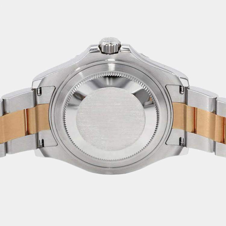 Pre Owned Rolex Black 18k Rose Gold Stainless Steel Yacht-Master 268621 Automatic Men's Wristwatch 37 mm