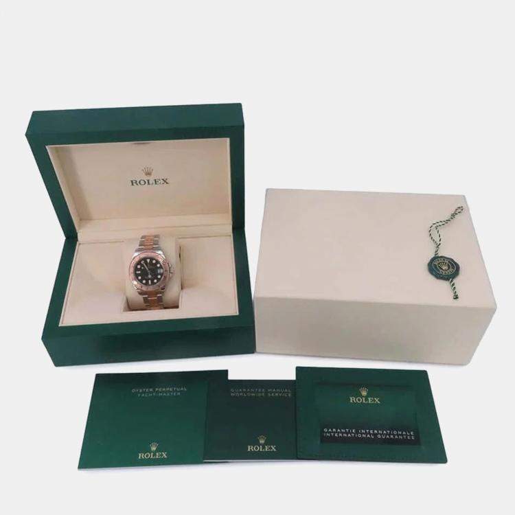 Pre Owned Rolex Black 18k Rose Gold Stainless Steel Yacht-Master 268621 Automatic Men's Wristwatch 37 mm