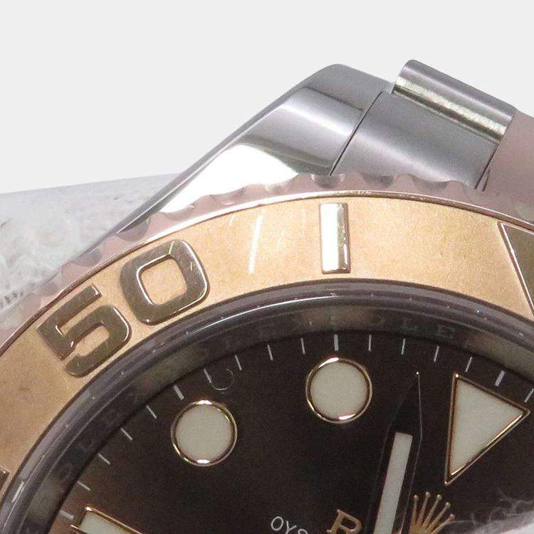 Pre Owned Rolex Brown 18k Rose Gold Stainless Steel Yacht-Master 116621 Automatic Men's Wristwatch 40 mm
