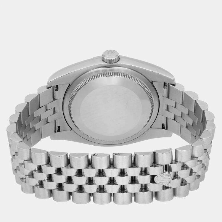 Pre Owned Rolex Blue 18K White Gold Datejust 116234 Automatic Men's Wristwatch 36 mm