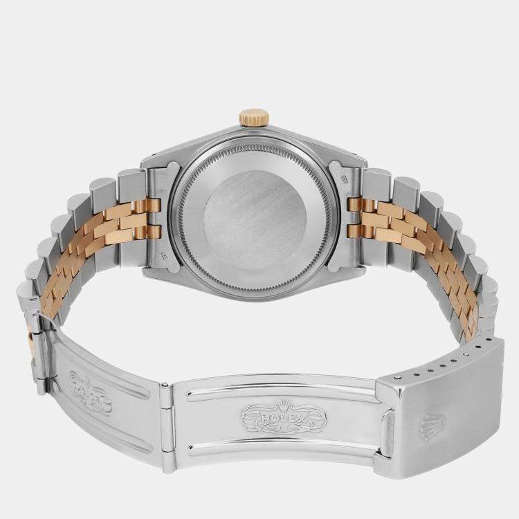 Pre Owned Rolex Champagne 18K Yellow Gold Stainless Steel Datejust 16013 Automatic Men's Wristwatch 36 mm