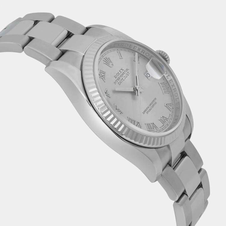Pre Owned Rolex Silver Stainless Steel Datejust 116234 Automatic Men's Wristwatch 36 mm