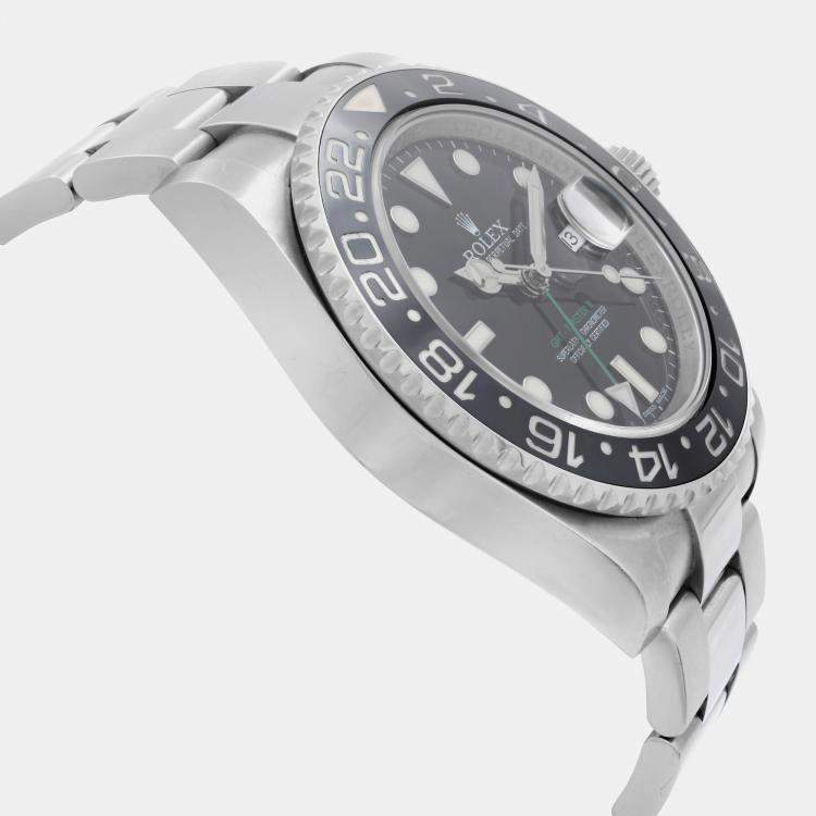 Pre Owned Rolex Black Stainless Steel GMT Master II 126710GRNR Automatic Men's Wristwatch 40 mm