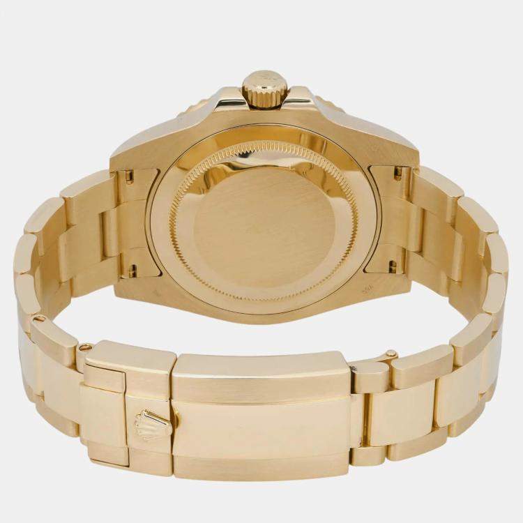 Pre Owned Rolex Black 18K Yellow Gold GMT-Master II 116718 Automatic Men's Wristwatch 40 mm