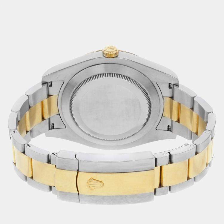 Pre Owned Rolex Champagne 18K Yellow Gold Stainless Steel Datejust II 116333 Automatic Men's Wristwatch 41mm