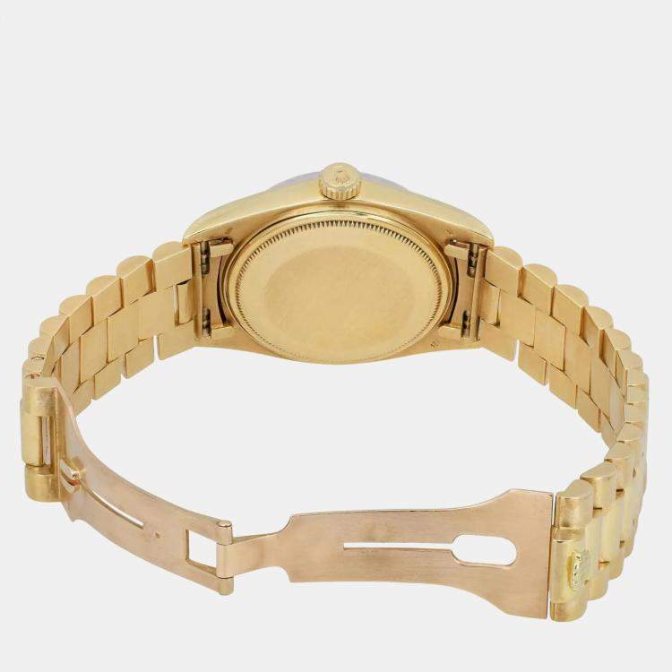 Pre Owned Rolex Champagne Diamond 18K Yellow Gold Day-Date 1803 Automatic Men's Wristwatch 36mm