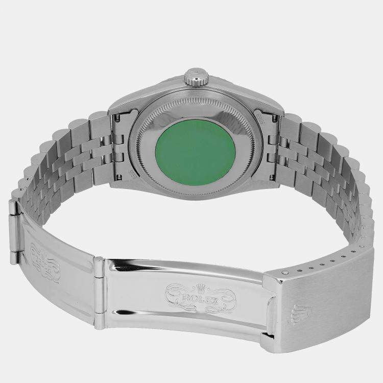 Pre Owned Rolex Silver Stainless Steel Datejust 16220 Automatic Men's Wristwatch 36 mm