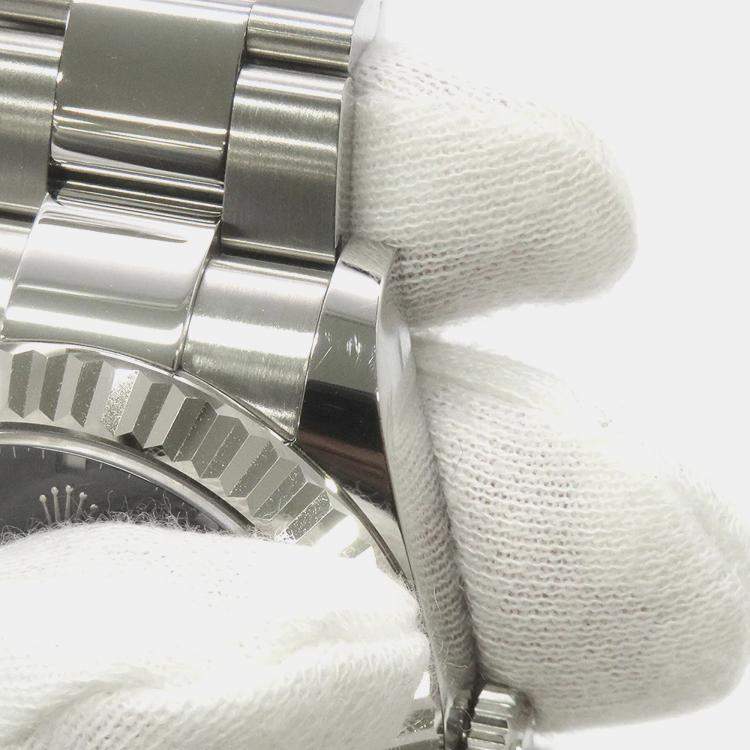 Pre Owned Rolex Black 18k White Gold Stainless Steel Sky-Dweller 326934 Automatic Men's Wristwatch 42 mm